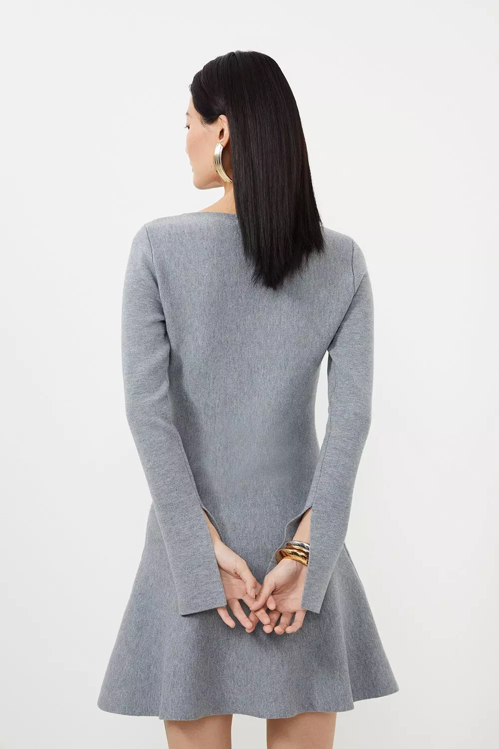 Compact Wool Look Knit Flippy Mini Dress | Karen Millen